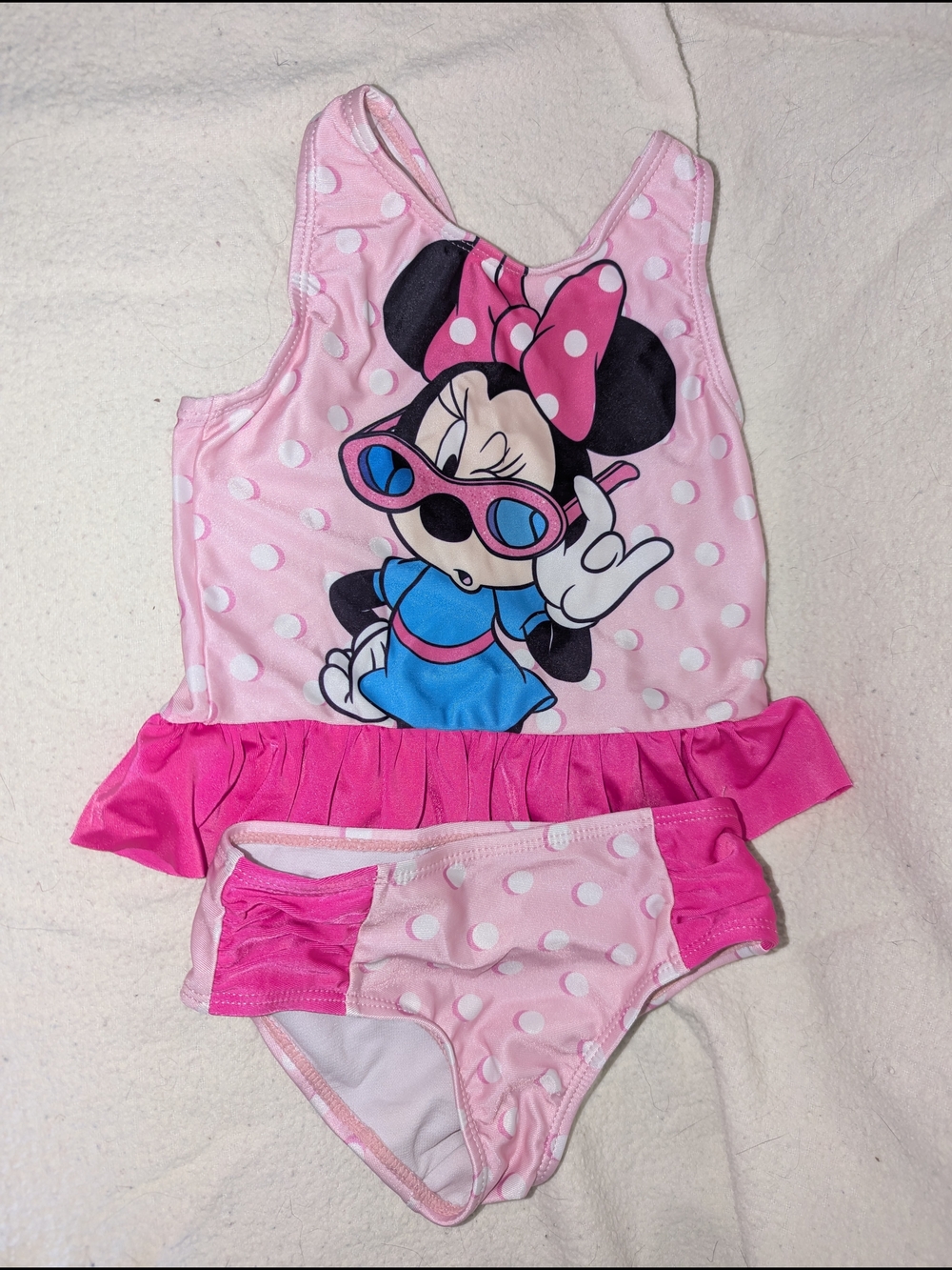 Disney Minnie Mouse Pink Polka Dot Two-Piece Swim Set